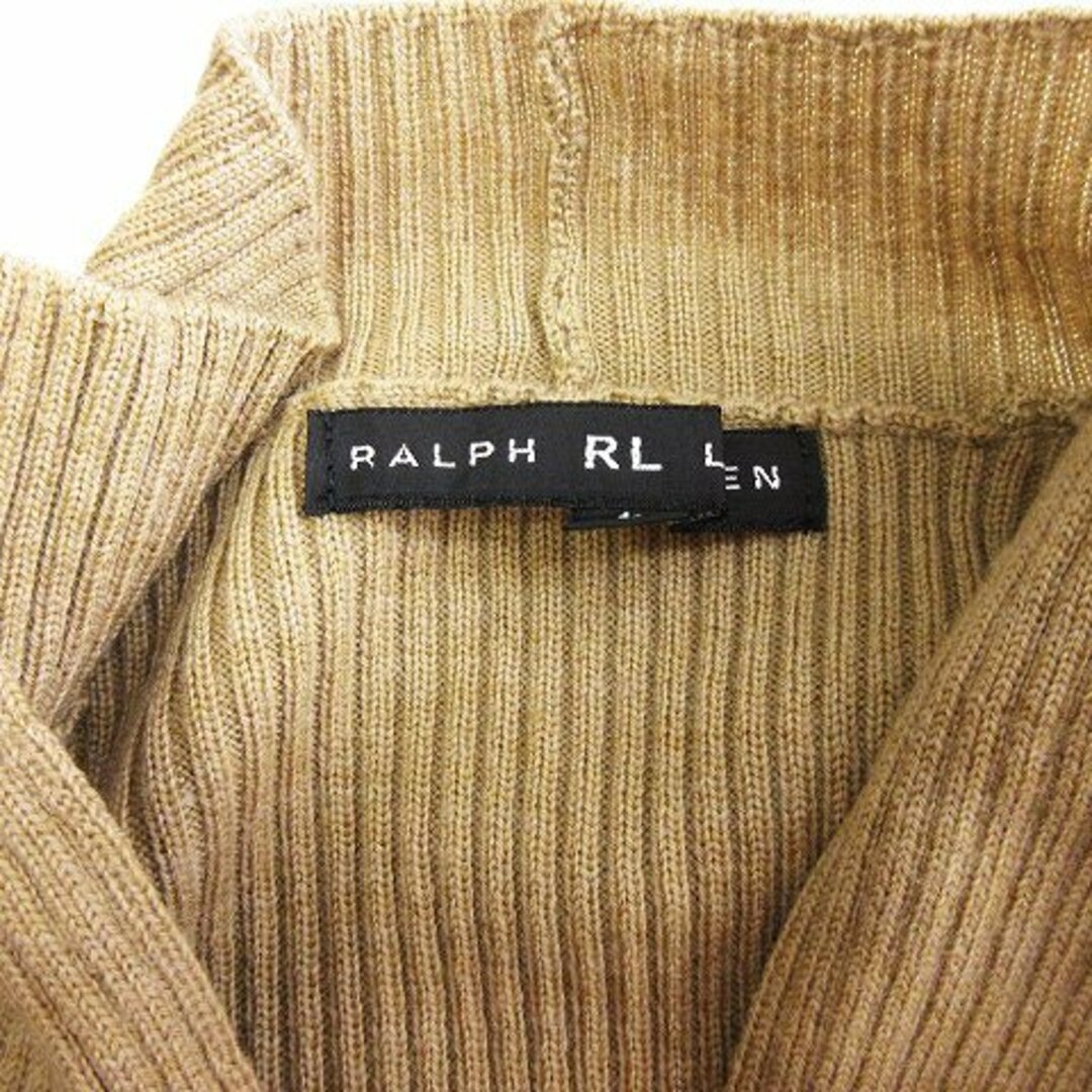 Ralph Lauren(ラルフローレン)のアールエルラルフローレン ニットカットソー 半袖 ウール ベージュ L ■N0 レディースのトップス(ニット/セーター)の商品写真