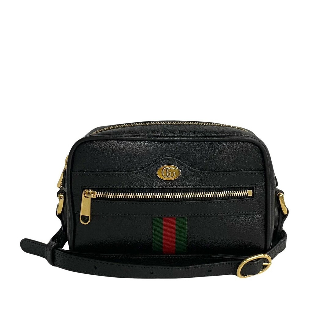 Gucci(グッチ)の極 美品 GUCCI グッチ オフィディア シェリーライン GG ロゴ 金具 レザー 本革 ミニ ショルダーバッグ ポシェット ブラック 74536 レディースのバッグ(ショルダーバッグ)の商品写真