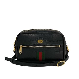 グッチ(Gucci)の極 美品 GUCCI グッチ オフィディア シェリーライン GG ロゴ 金具 レザー 本革 ミニ ショルダーバッグ ポシェット ブラック 74536(ショルダーバッグ)