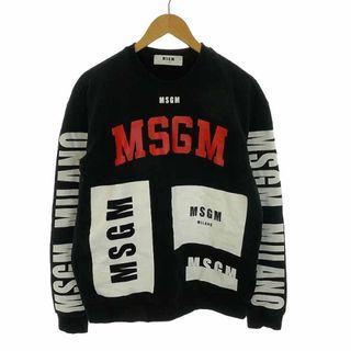 エムエスジイエム(MSGM)のMSGM スリーブロゴ スウェット トレーナー プリント 裏起毛 S 黒 赤 白(その他)