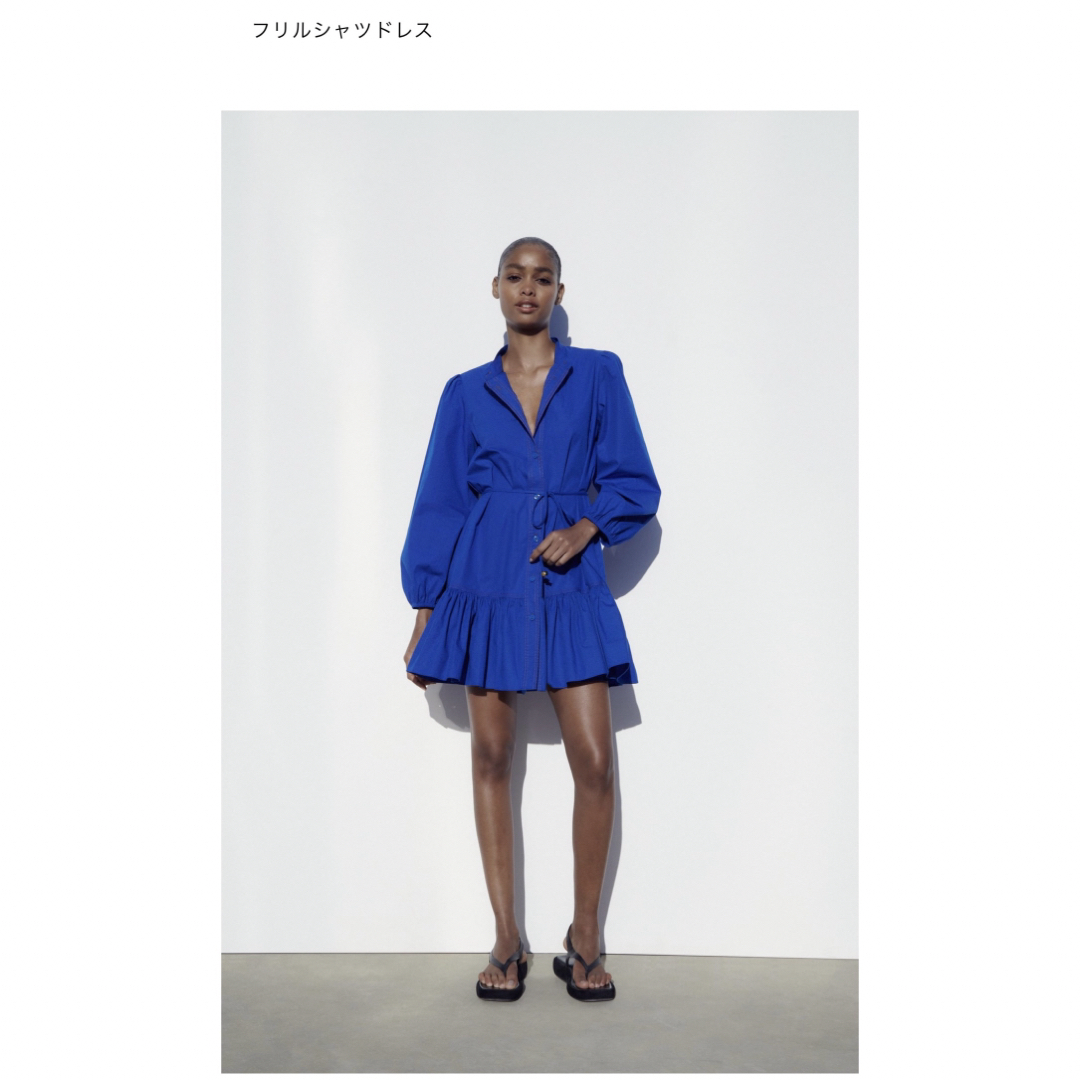 ZARA(ザラ)のフリルシャツワンピース　ZARA レディースのワンピース(ミニワンピース)の商品写真