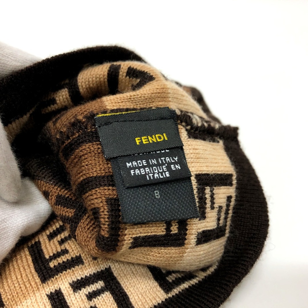 FENDI(フェンディ)のフェンディ FENDI ズッキーノ ズッカ 帽子 ニット帽 ウール ブラウン レディースの帽子(ニット帽/ビーニー)の商品写真