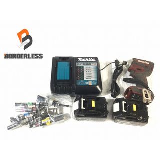 マキタ(Makita)の☆中古品☆ makita マキタ 18V 充電式インパクトドライバー TD171DGXAR 赤/レッド バッテリー2個(6.0Ah) 充電器 ソケット付き 85965(工具)