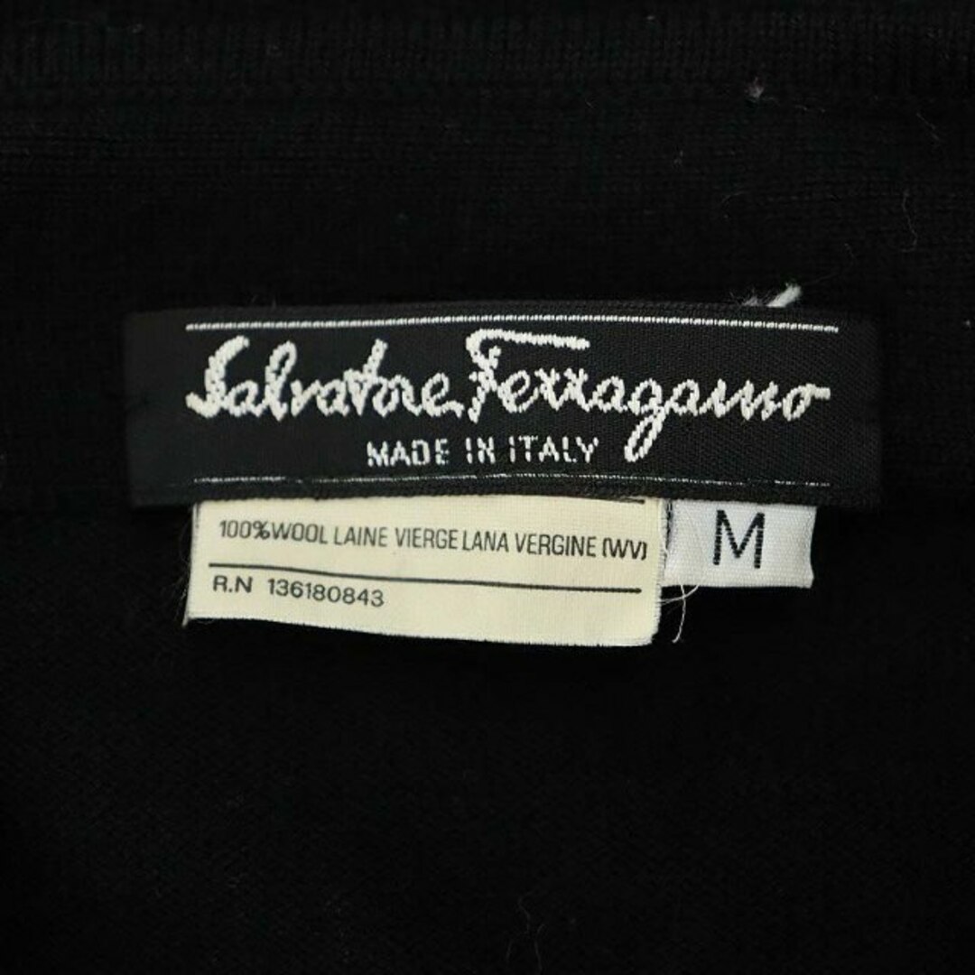 Salvatore Ferragamo(サルヴァトーレフェラガモ)のサルヴァトーレフェラガモ ニット カットソー 長袖 Vネック ウール M 黒 レディースのトップス(ニット/セーター)の商品写真