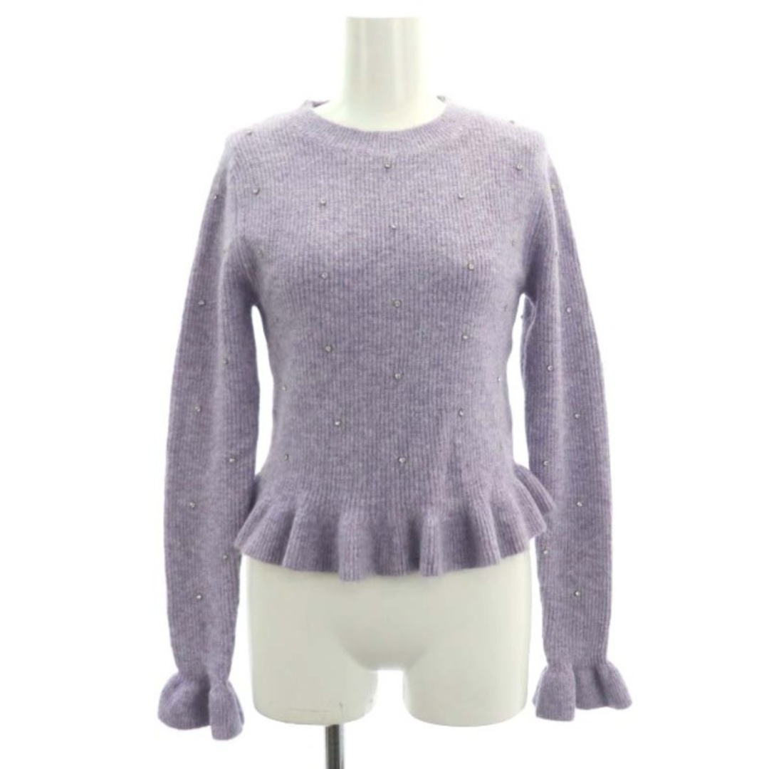 ZARA(ザラ)のザラ ZARA ラインストーン ニット セーター 長袖 装飾 S 紫 パープル レディースのトップス(ニット/セーター)の商品写真