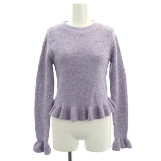 ザラ(ZARA)のザラ ZARA ラインストーン ニット セーター 長袖 装飾 S 紫 パープル(ニット/セーター)