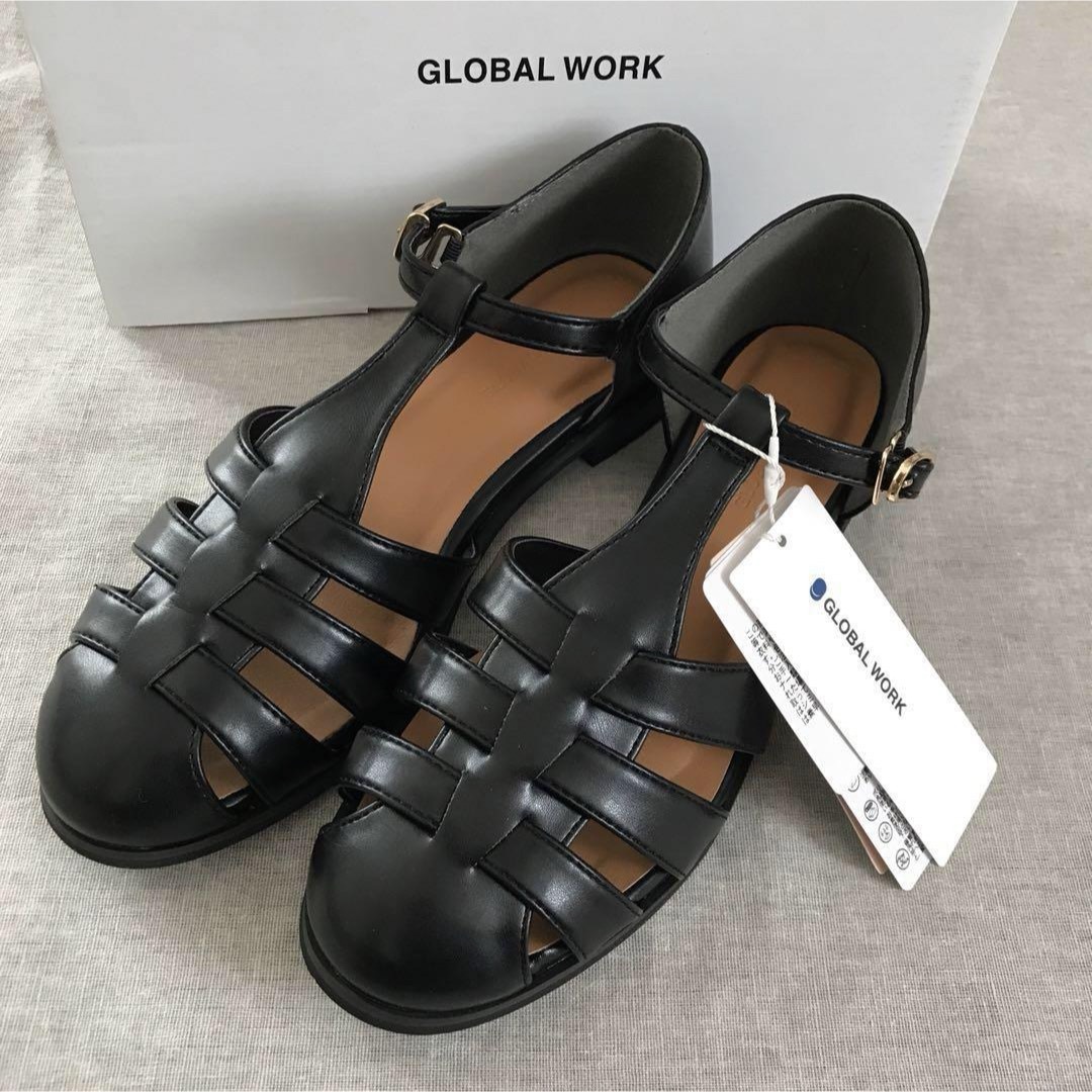 GLOBAL WORK(グローバルワーク)のGLOBAL WORK らくっショングルカサンダル L 24 24.5cm 黒 レディースの靴/シューズ(サンダル)の商品写真