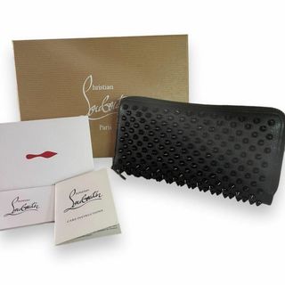 クリスチャンルブタン(Christian Louboutin)のクリスチャンルブタン　レザー　ラウンドファスナー　長財布　ブラック×レッド(財布)