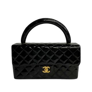 シャネル(CHANEL)の極 美品 シール有 4番台 CHANEL シャネル マトラッセ 親子バッグ 親のみ パテントレザー ハンドバッグ ミニ トートバッグ 黒 93077(ハンドバッグ)