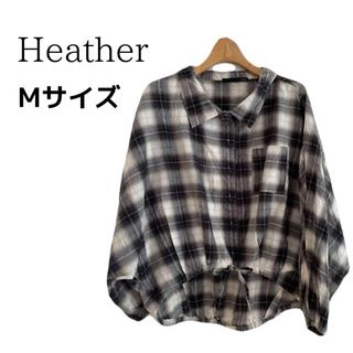 heather - 【美品】ヘザー  チェック柄 大人可愛い チュニック カットソー 綿100 M