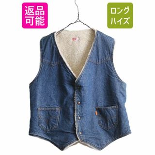 リーバイス(Levi's)の70s USA製 リーバイス 裏 ボア デニム ベスト メンズ XL 古着 70年代 ヴィンテージ LEVIS 重ね着 前開き パイル 大きいサイズ オレンジタブ(ベスト)