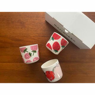 マリメッコ(marimekko)の新品　マリメッコ　マンシッカ　レッド　ピンク　タルフリ　3点セット(グラス/カップ)