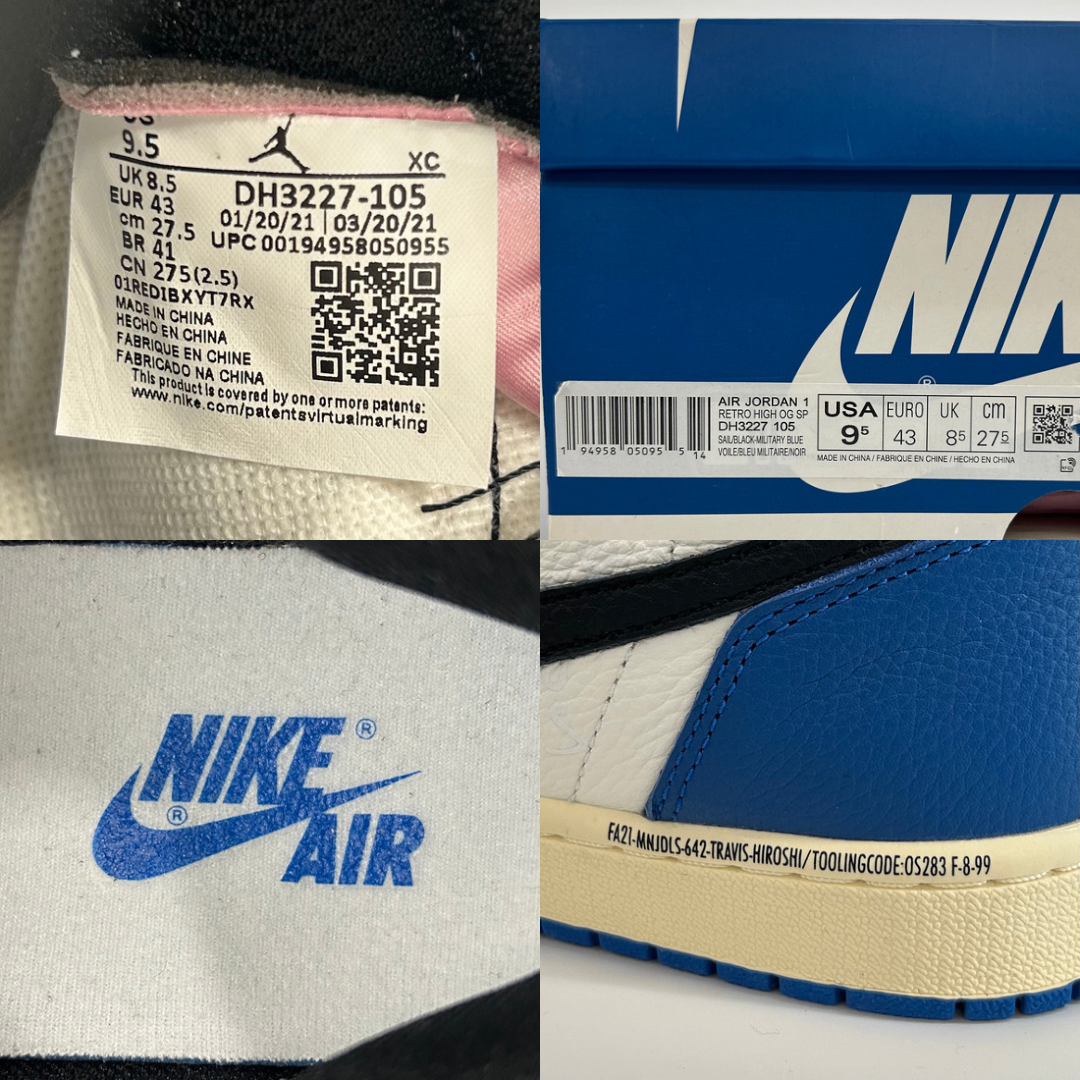 NIKE(ナイキ)の【Travis Scott × Fragment × Nike Air Jordan 1 Retro High OG SP Military Blue 27.5cm 正規品】 メンズの靴/シューズ(スニーカー)の商品写真