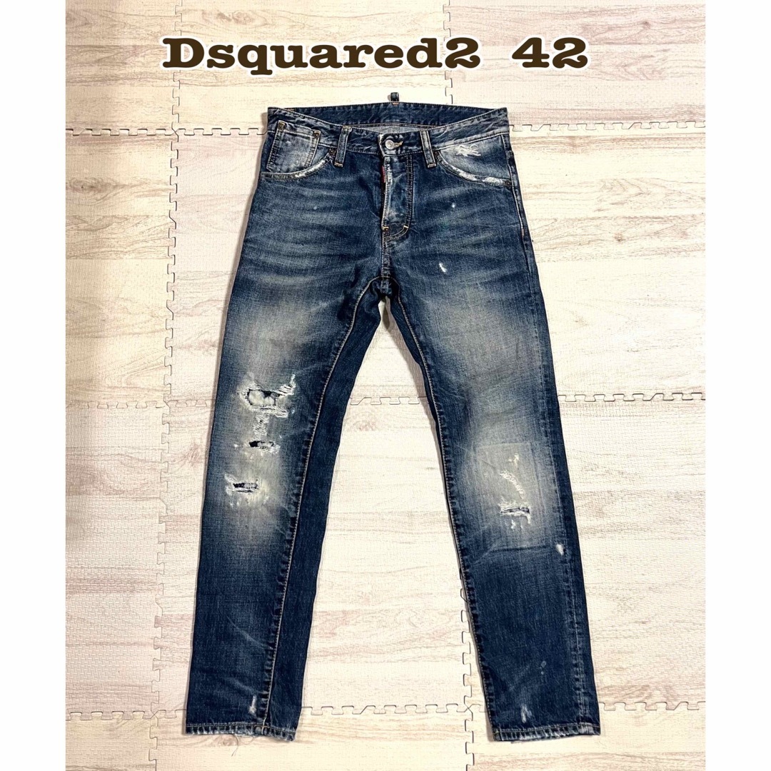 DSQUARED2(ディースクエアード)の美品 ディースクエアード ダメージ ウォッシュ デニム パンツ 42 メンズのパンツ(デニム/ジーンズ)の商品写真