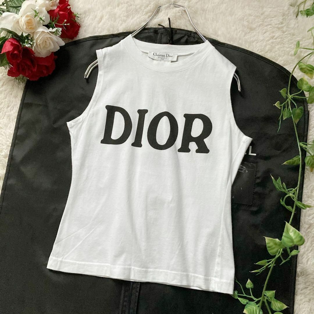 Christian Dior(クリスチャンディオール)のクリスチャンディオール　ガリアーノ期　タンクトップ　ロゴプリント　フランス製 レディースのトップス(Tシャツ(半袖/袖なし))の商品写真