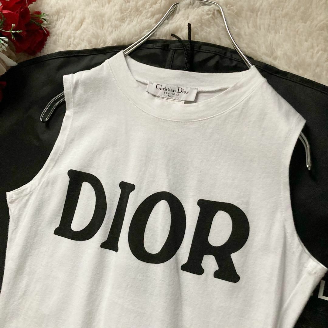 Christian Dior(クリスチャンディオール)のクリスチャンディオール　ガリアーノ期　タンクトップ　ロゴプリント　フランス製 レディースのトップス(Tシャツ(半袖/袖なし))の商品写真