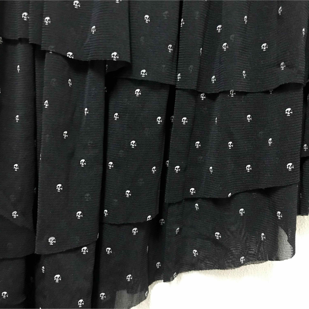 HYSTERIC GLAMOUR(ヒステリックグラマー)のヒステリックグラマー【美品】スカルドット シフォン 三段 フリル スカート レディースのスカート(ミニスカート)の商品写真