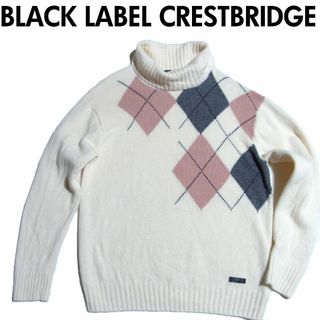 ブラックレーベルクレストブリッジ(BLACK LABEL CRESTBRIDGE)のブラックレーベル クレストブリッジ アーガイル タートルネック ニット LL 白(ニット/セーター)