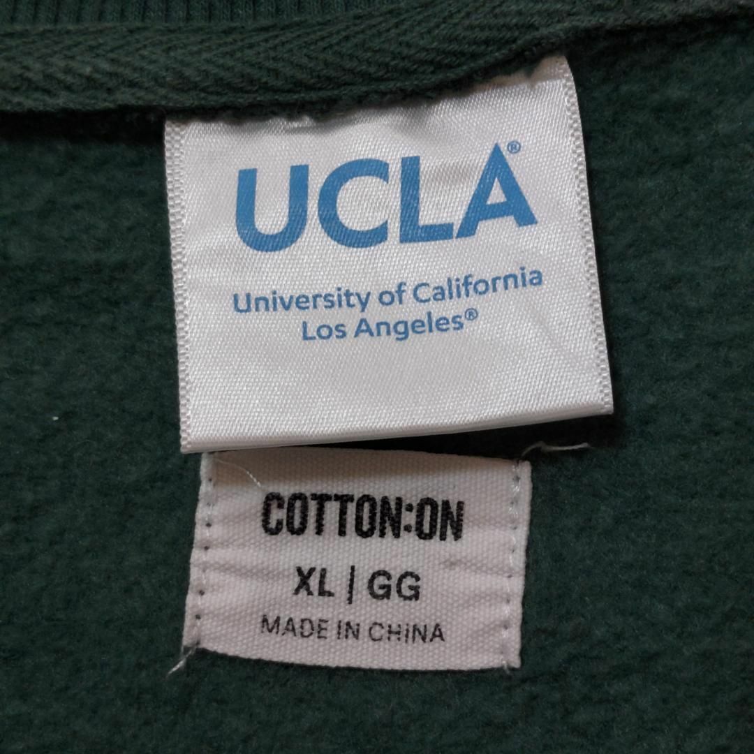 カレッジ スウェット UCLA グリーン緑 XL USA古着 ビッグ刺繍ロゴ メンズのトップス(スウェット)の商品写真