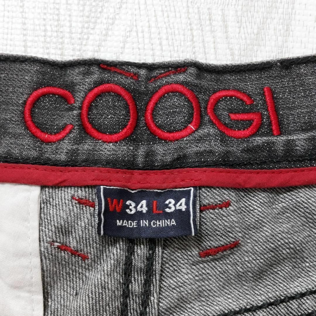 COOGI(クージー)のW34 COOGI クージー ブラックデニム バギーボトム ポケット刺繍 黒 メンズのパンツ(デニム/ジーンズ)の商品写真