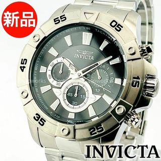 インビクタ(INVICTA)のAA39 インビクタ メンズブランド腕時計 シルバー クロノグラフ ビッグサイズ(腕時計(アナログ))