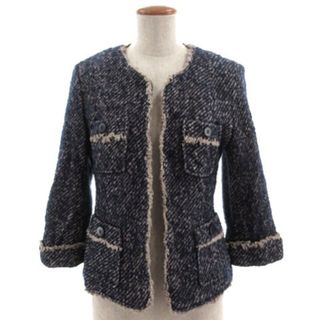 タルボット(TALBOTS)のタルボット ジャケット フォーマル ノーカラー ツイード 紫 グレージュ 6P(礼服/喪服)