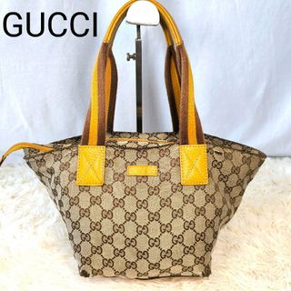 グッチ(Gucci)のGUCCI グッチトートバッグ GGキャンバス シェリーライン レザー イエロー(トートバッグ)