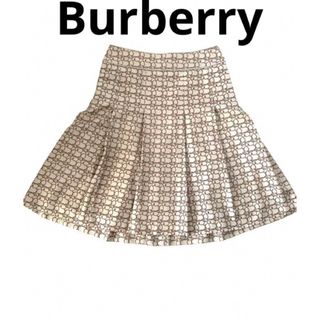 バーバリー(BURBERRY)の【美品】バーバリー　スカート　ブラウン　シルク　ロゴ　ブランド　レディース　38(ひざ丈スカート)