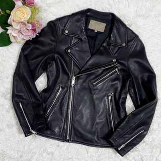 ユナイテッドアローズ(UNITED ARROWS)の極美品 M ユナイテッドアローズ ラムレザー ダブル ライダース ジャケット 黒(ライダースジャケット)