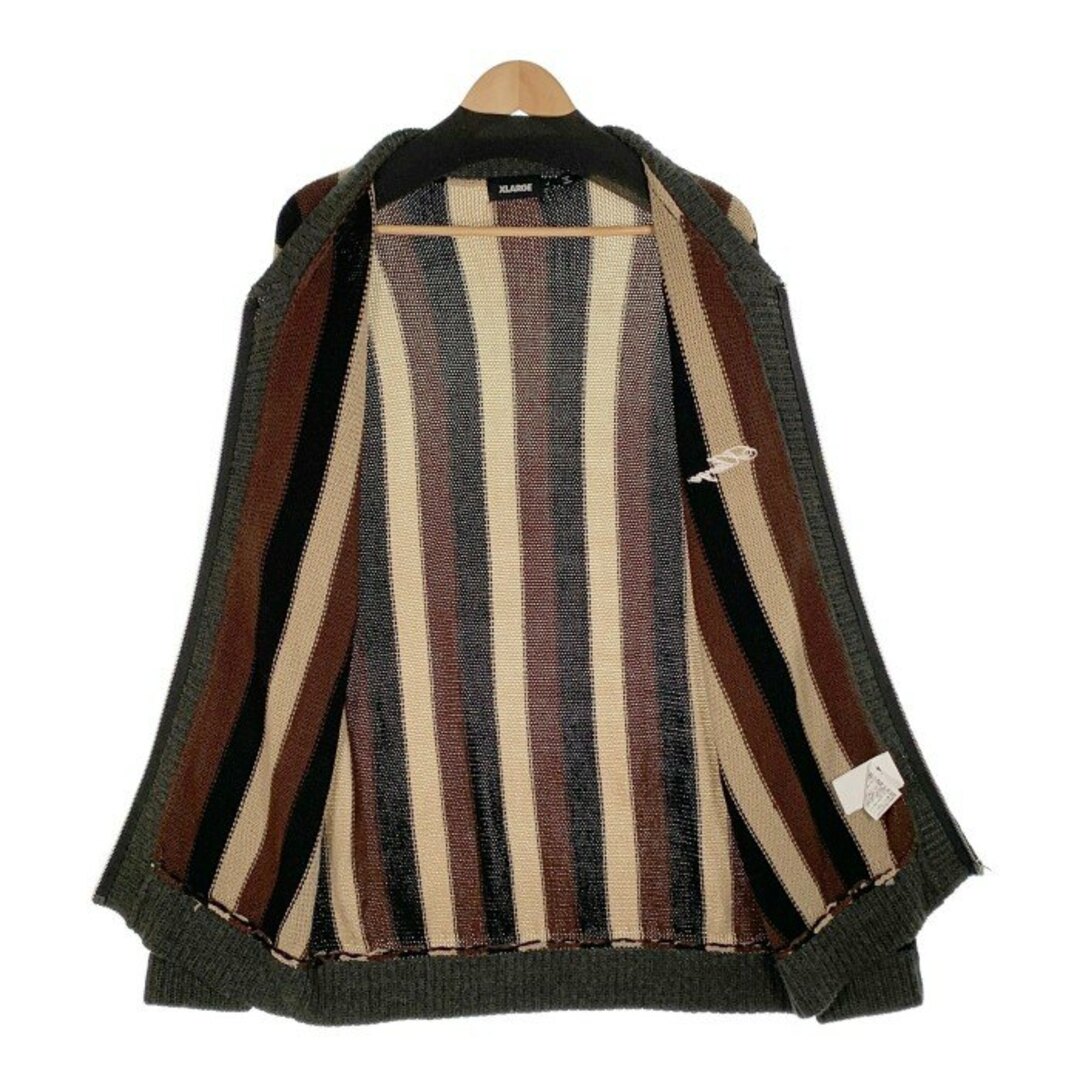 XLARGE(エクストララージ)のXLARGE エクストララージ STRIPE KNIT CARDIGAN ストライプ ニットカーディガン ジップアップ 101224015003 Size XL メンズのトップス(カーディガン)の商品写真