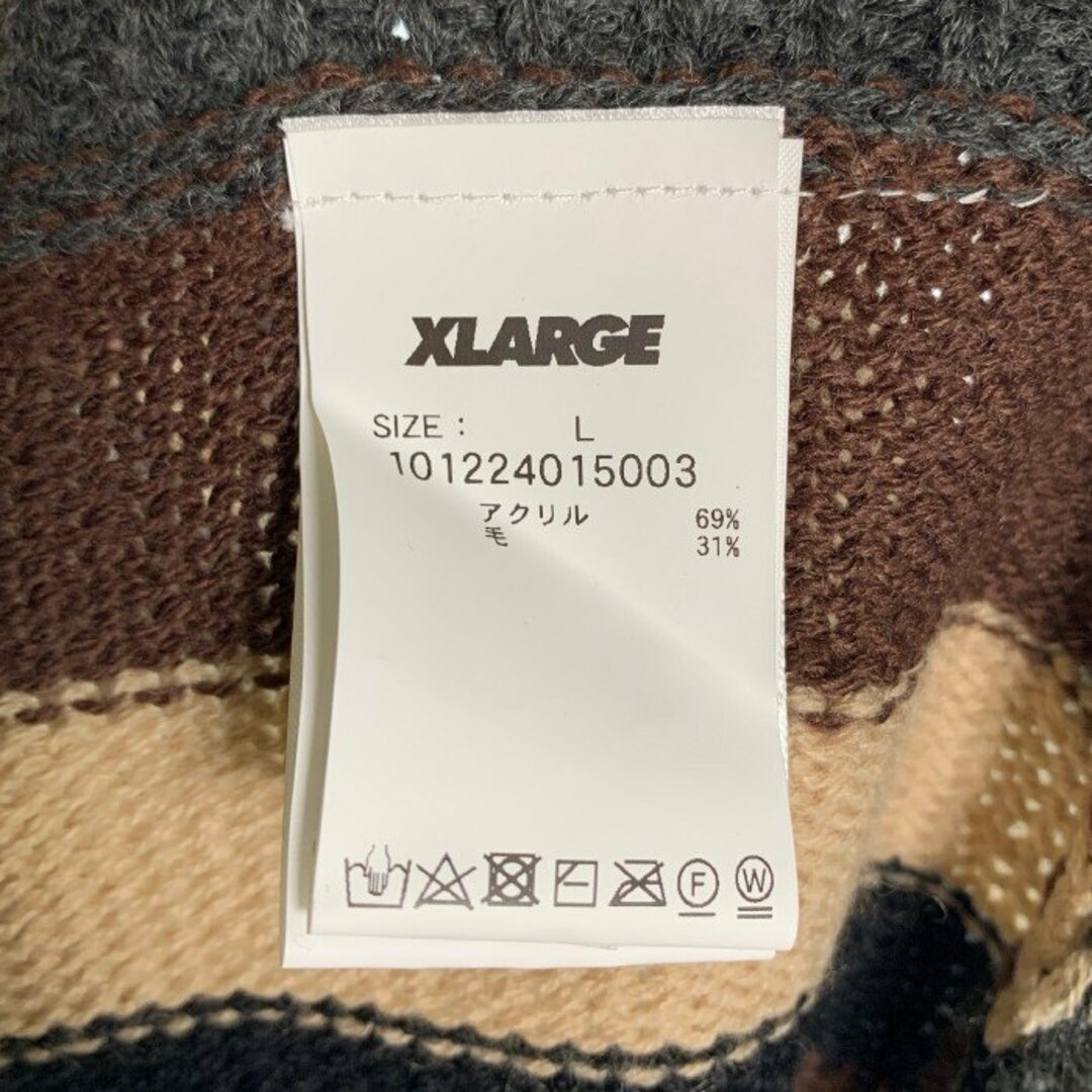 XLARGE(エクストララージ)のXLARGE エクストララージ STRIPE KNIT CARDIGAN ストライプ ニットカーディガン ジップアップ 101224015003 Size XL メンズのトップス(カーディガン)の商品写真