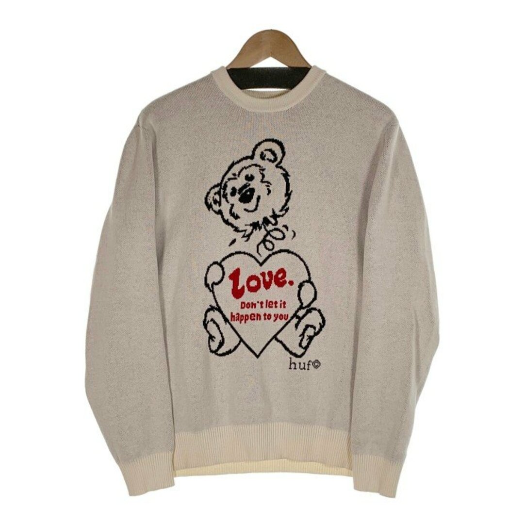 HUF(ハフ)のHUF ハフ Cotton Crewneck Sweater コットン クルーネックセーター ホワイト KN00463 Size M メンズのトップス(ニット/セーター)の商品写真