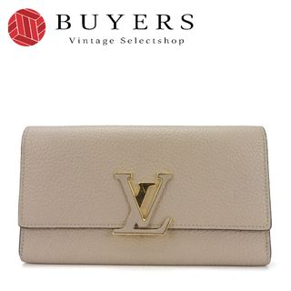 ルイヴィトン(LOUIS VUITTON)の【中古】 ルイ・ヴィトン 長財布 ポルトフォイユ・カプシーヌ M61249 レザー ベージュ ガレ ゴールド金具 二つ折り ロゴ レディース 女性 LOUIS VUITTON(財布)