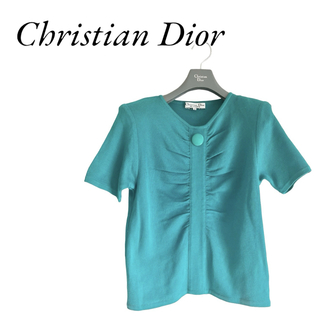 クリスチャンディオール(Christian Dior)のChristian Dior トップス ブラウス レトロ ヴィンテージ グリーン(シャツ/ブラウス(半袖/袖なし))