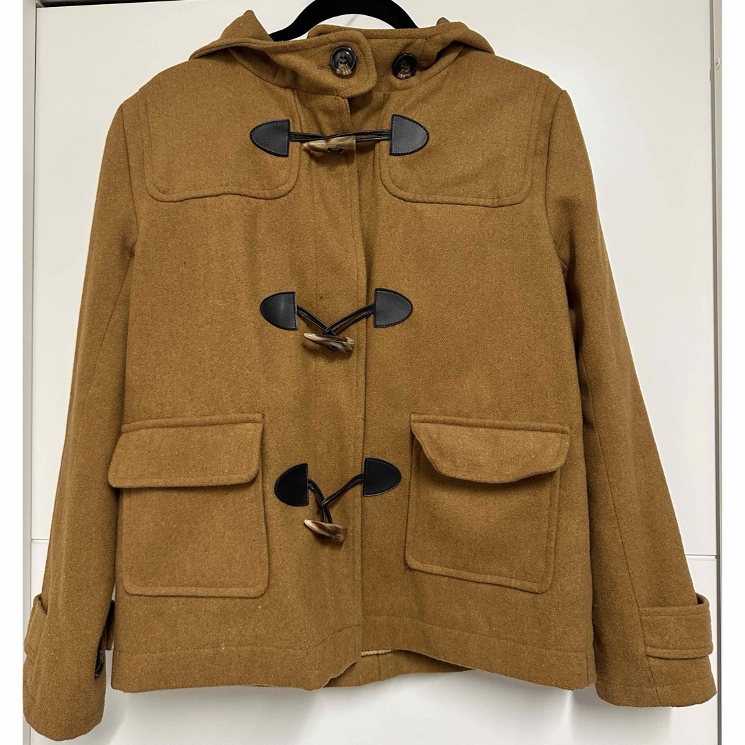 フード付き　ダッフルコート　キャメル レディースのジャケット/アウター(ダッフルコート)の商品写真