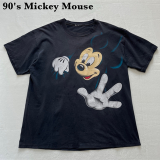 【雰囲気抜群】90's ミッキーマウス tシャツ フェードブラック(Tシャツ/カットソー(半袖/袖なし))