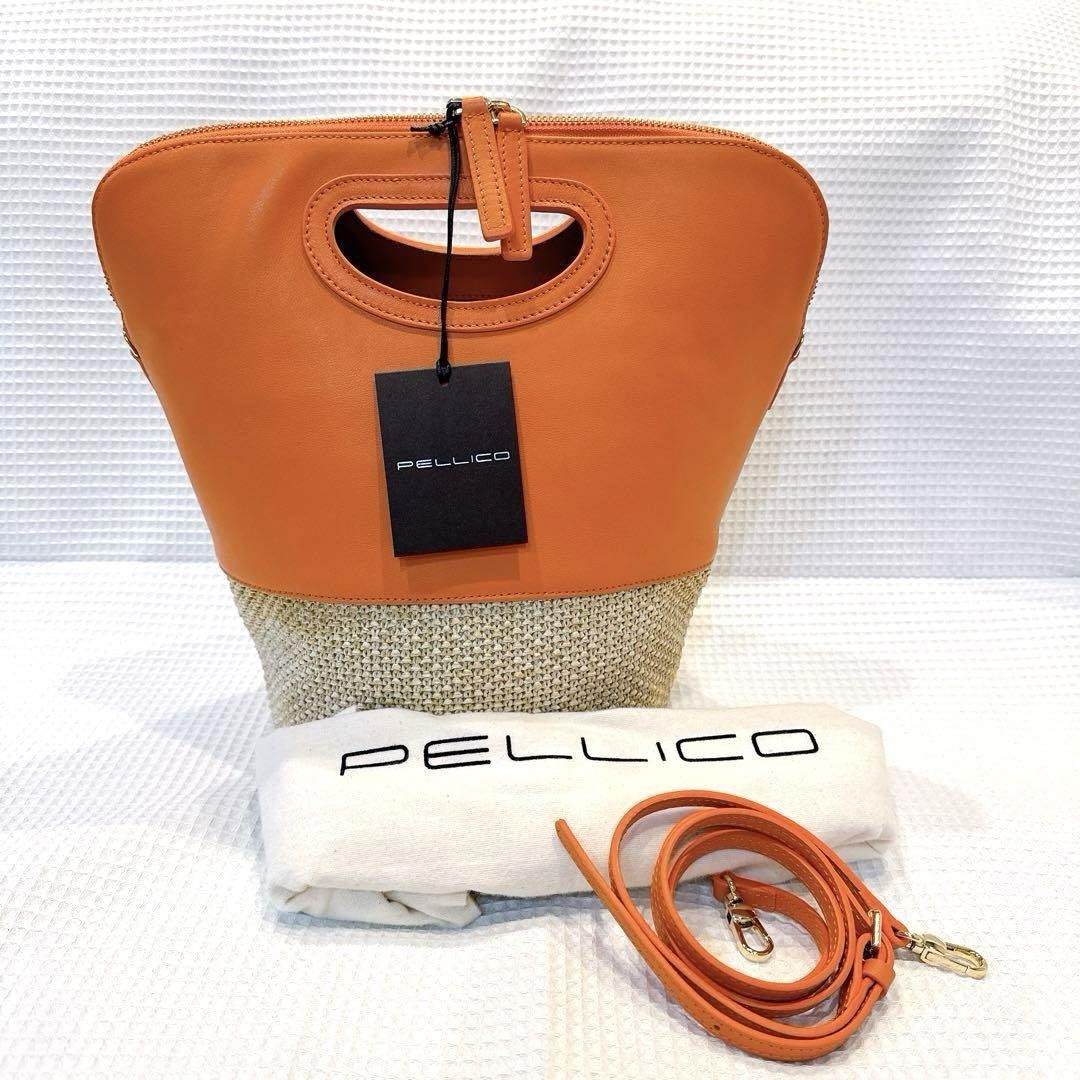 PELLICO(ペリーコ)の【PELLICO】ペリーコ カゴバッグ 新品未使用 2wayバッグ オレンジ レディースのバッグ(ハンドバッグ)の商品写真