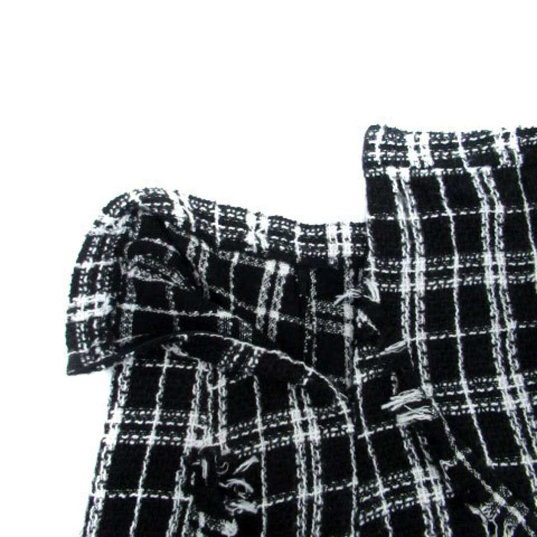 other(アザー)のアビトウキョウ フレアスカート ロング ツイード フリンジ M 黒 オフホワイト レディースのスカート(ひざ丈スカート)の商品写真