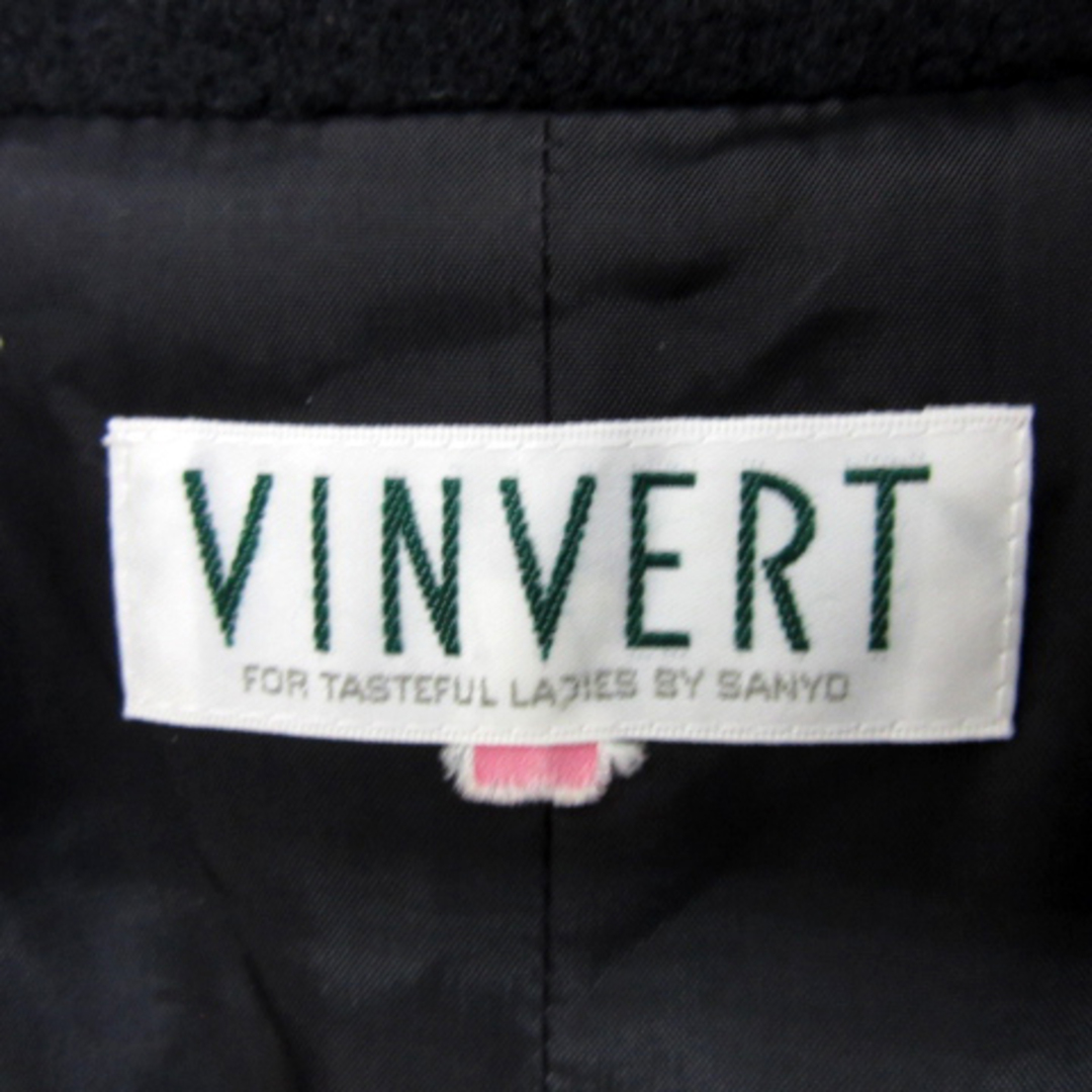 VINVERT(バンベール)のバンベール ノーカラーコート ロング丈 無地 ウール 11AR 黒 ブラック レディースのジャケット/アウター(その他)の商品写真