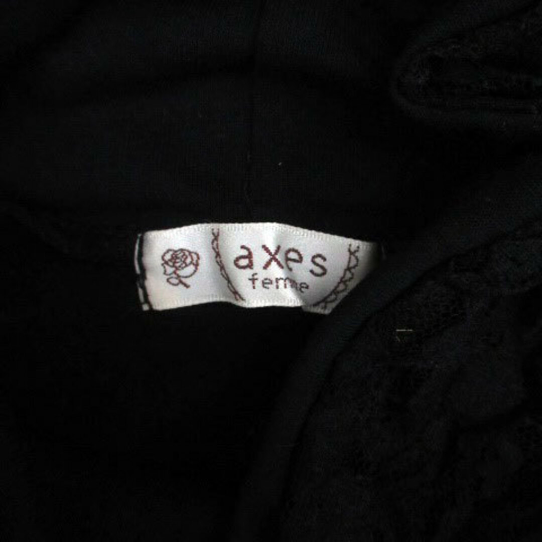 axes femme(アクシーズファム)のアクシーズファム カットソー タートルネック 長袖 レース 切替 M 黒 レディースのトップス(カットソー(長袖/七分))の商品写真