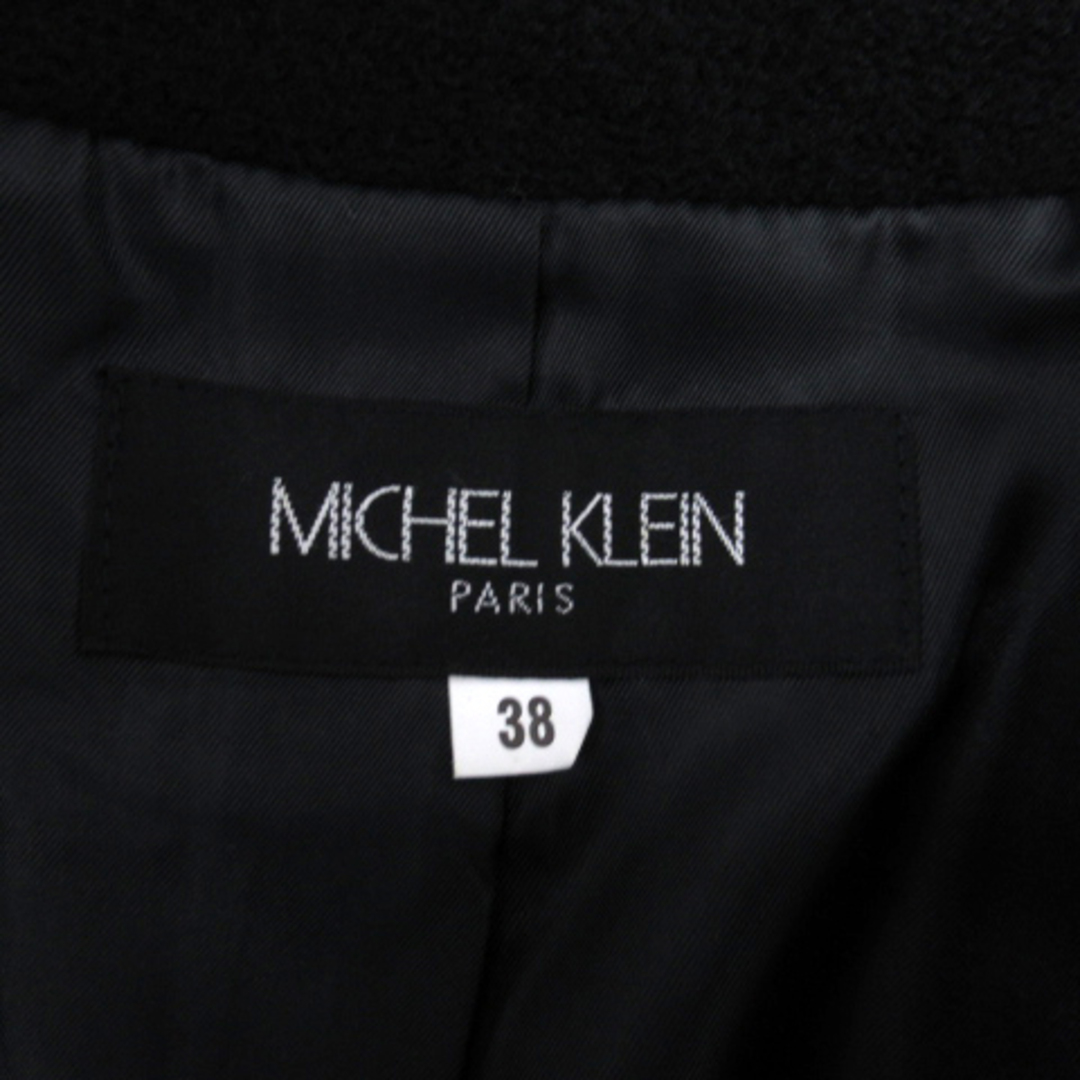 MICHEL KLEIN(ミッシェルクラン)のミッシェルクラン ショールカラーコート 前開き リボンベルト付 ウール 38 黒 レディースのジャケット/アウター(その他)の商品写真