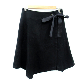 アンタイトル(UNTITLED)のアンタイトル UNTITLED フレアスカート ひざ丈 ウール 2 黒 ブラック(ひざ丈スカート)