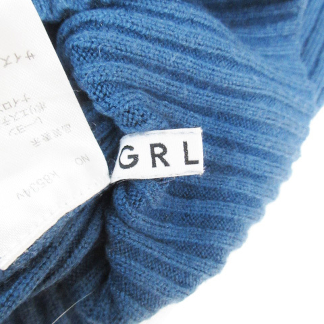 GRL(グレイル)のグレイル GRL リブニット カットソー 長袖 タートルネック 無地 L 青 レディースのトップス(ニット/セーター)の商品写真