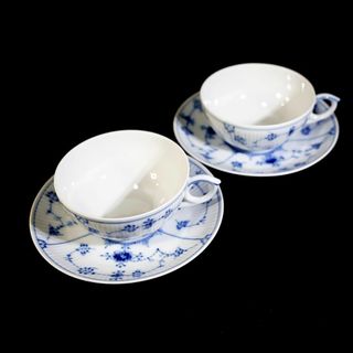 ロイヤルコペンハーゲン(ROYAL COPENHAGEN)の【極美品 ２客セット】ロイヤルコペンハーゲン ブルーフルーテッド Ｃ＆Ｓ ①(食器)