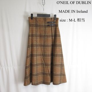 オニールオブダブリン(O'NEIL of DUBLIN)のO'NEIL OF DUBLIN レザー デザイン チェック ロング スカート(ロングスカート)