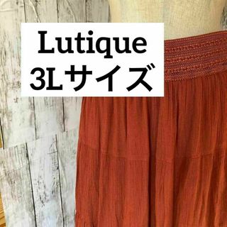 Lutique 3Lサイズ　スカート　ロング　フレア　オレンジ(ロングスカート)