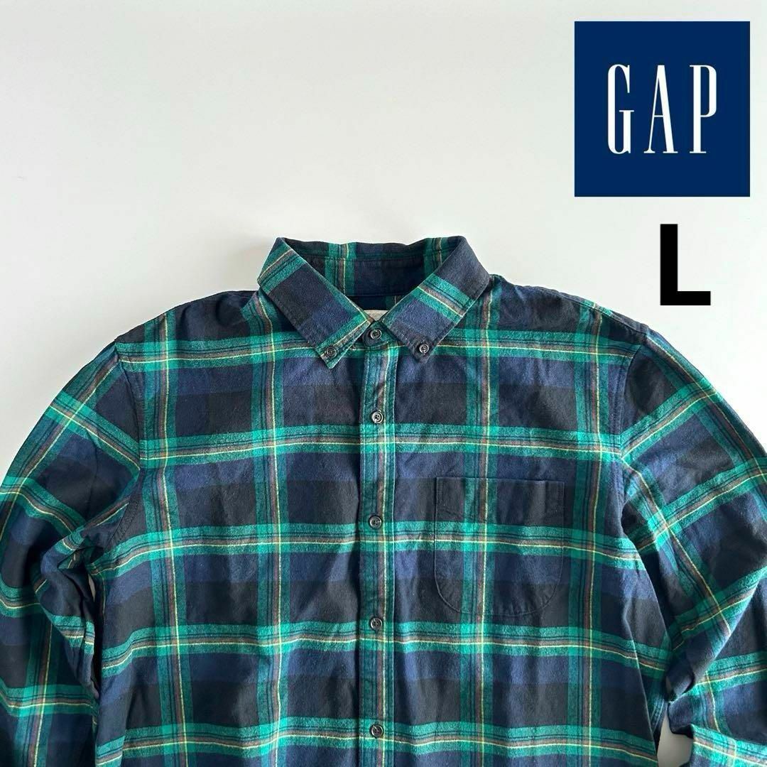 GAP(ギャップ)のOLD GAP オールドギャップ BDシャツ 長袖シャツ ネルシャツ 紺緑 L メンズのトップス(シャツ)の商品写真