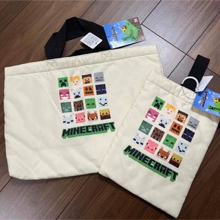 マインクラフト(Minecraft)の新品　マイクラ　レッスンバッグ＆シューズケース　2点セット　アイコン柄(バッグ/レッスンバッグ)