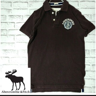 Abercrombie&Fitch　ポロシャツ　ブラウン　Mサイズ　ワッペン