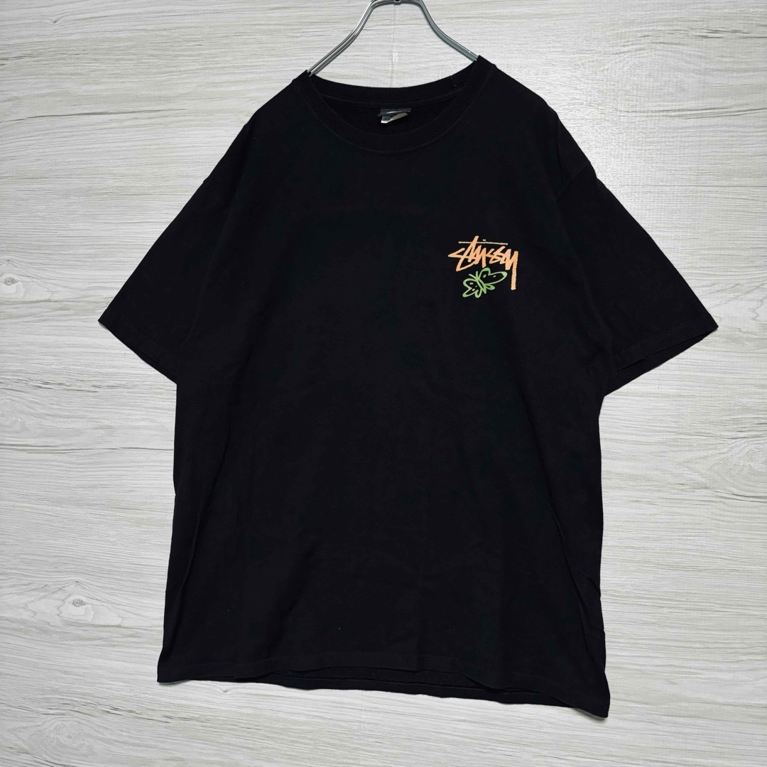 STUSSY(ステューシー)の【希少デザイン】ステューシー　Tシャツ　Lサイズ　バタフライ　蝶々　両面デザイン メンズのトップス(Tシャツ/カットソー(半袖/袖なし))の商品写真